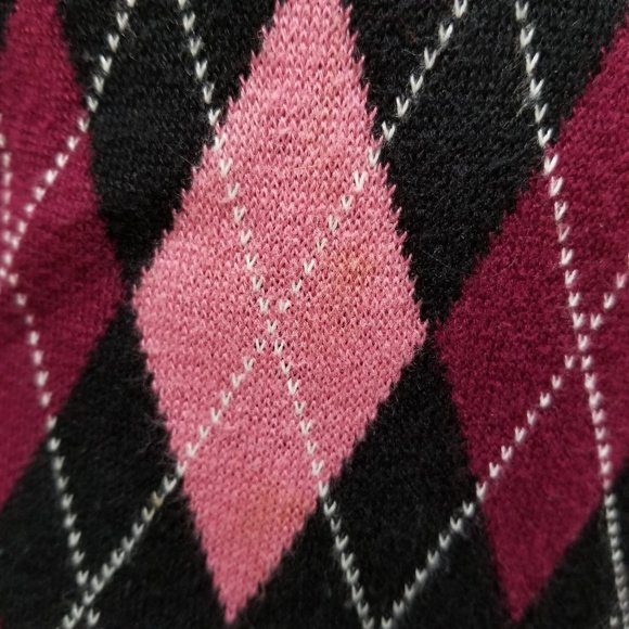 Worthington sweater Small argyle v-neck pullover knit Clueless preppy - Picture 7 of 13